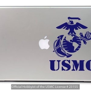 USMC Marines EGA Logo Vinyl Car Decal, Eagle Globe Anchor, Marine Corps Sticker, Official Hobbyist of the USMC License # 23155