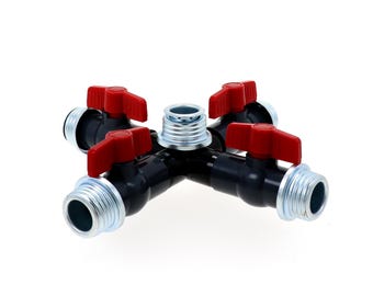 The Drone 5-way Gas Mask Hose Connector with Shut-Off Valves