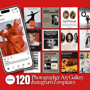 Template de Mídias Sociais para Fotógrafos, Designers de Moda e Designers Criativos no Instagram, Galeria Portfólio de Fotografia no Canva