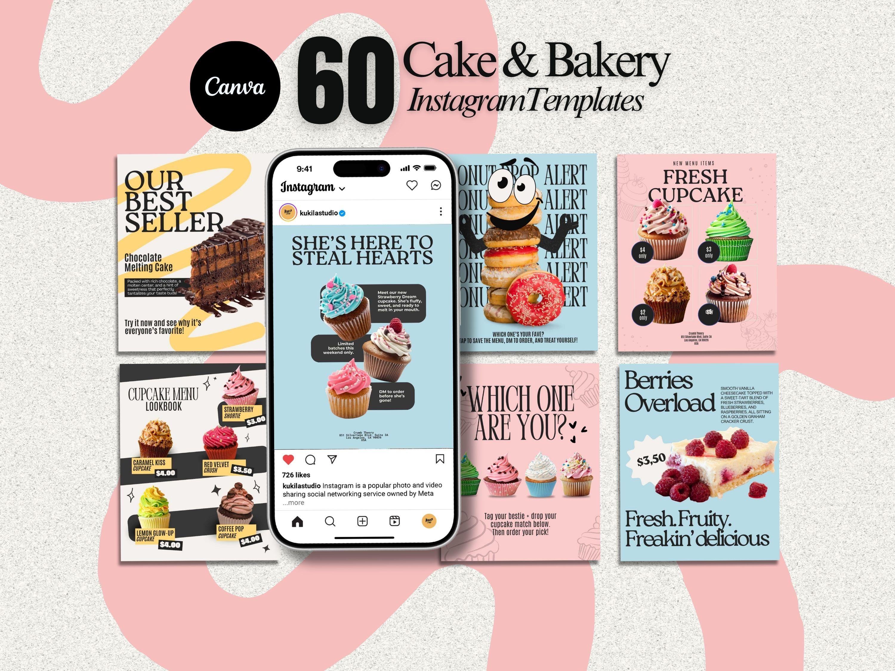 Bakery Instagram Templates: Editable Canva Designs (PDF Download)