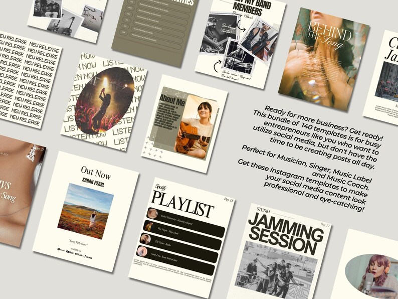Simple Singer Posts. Design Musician Instagram Post Templates: Music and Release Social Media ...