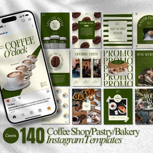 Instagram per Coffee Shop | Kit di Branding per Caffetterie | Post per Panetteria, Coffee House, Torte | Marketing per Social Media.
