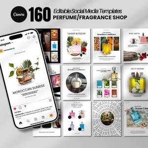 Modèles de Posts Instagram Parfum : Réseaux Sociaux pour Marques de Fragrances (Modifiable sur Canva) (Téléchargement Numérique)