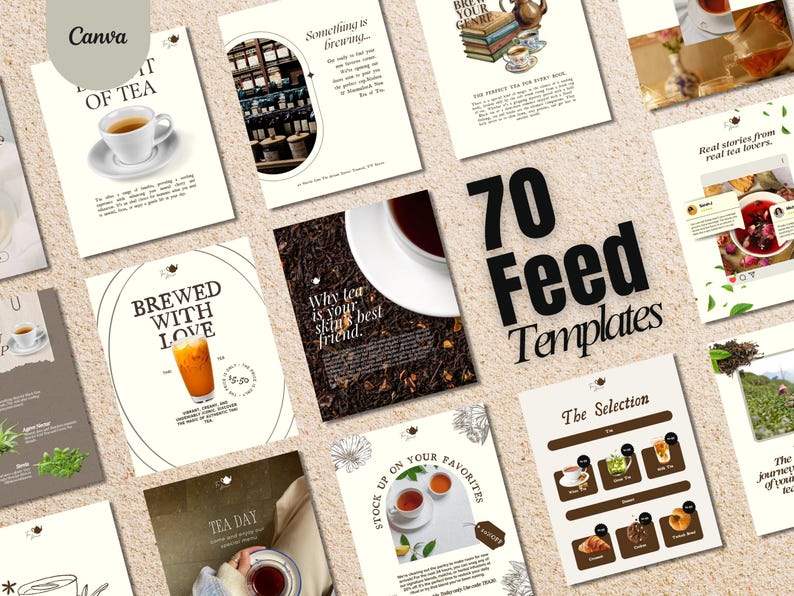 Tea Shop Templete Herbal Tea Shop Instagram Templates, Branding Kit (canva Digital ...