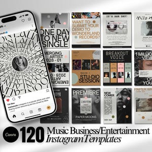 Kit Canva Template Instagram per il Business Musicale 2025, Post Social Media Modificabili per Etichette, Manager & Brand di Intrattenimento