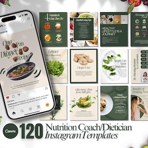 Nutrition Coach Instagram Templates: Healthy Eating Canva Posts, Nutritionist Program (Digital Download)