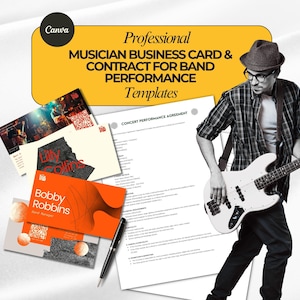 Bearbeitbare Visitenkartenvorlage für Bandmitglieder, Manager und Labelinhaber + Musikauftrittsvertrag!