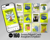 Anxiety Coach Instagram Templates | Mental Health Canva Posts | Wellness Social Media Kit | Therapy Coach Content Bundle