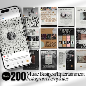 Canva Instagram-Vorlagen für die Musikbranche 2026, Bearbeitbare Social-Media-Posts für Labels, Manager & Entertainment-Marken