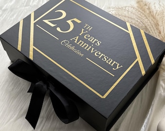 Personalised Luxury Gift Box, Custom Empty Gift Box with Name or Message, Birthday Anniversary Gift Box, Magnetic Black Keepsake Box