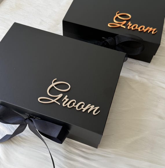 Personalised Groom Gift Box, Custom Wedding Keepsake Box, Groom Proposal Box, Black Luxury Gift Box, Husband Wedding Morning Gift