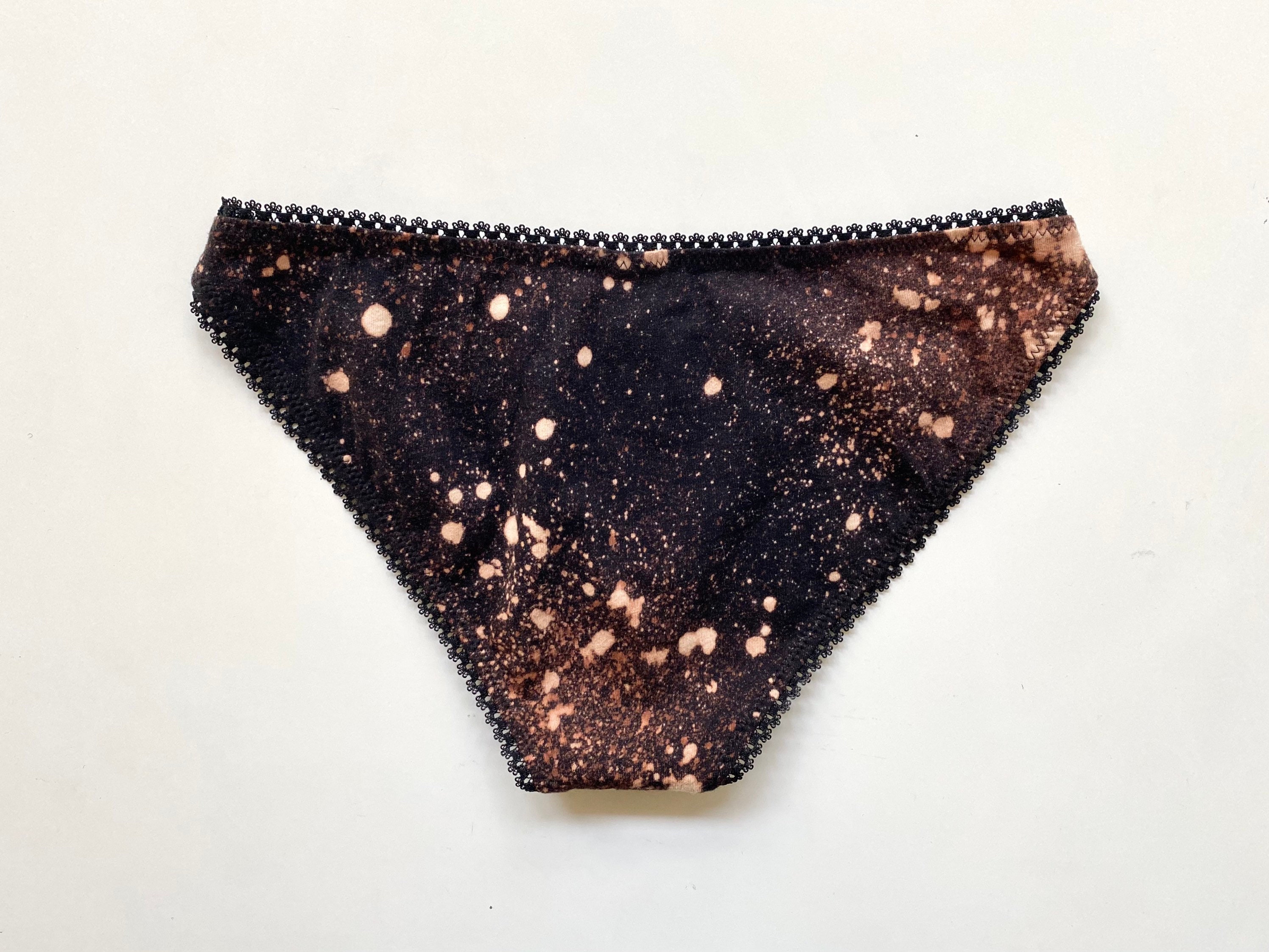 Bleached Black Bikini Panties Organic Lingerie Mid Rise Etsy