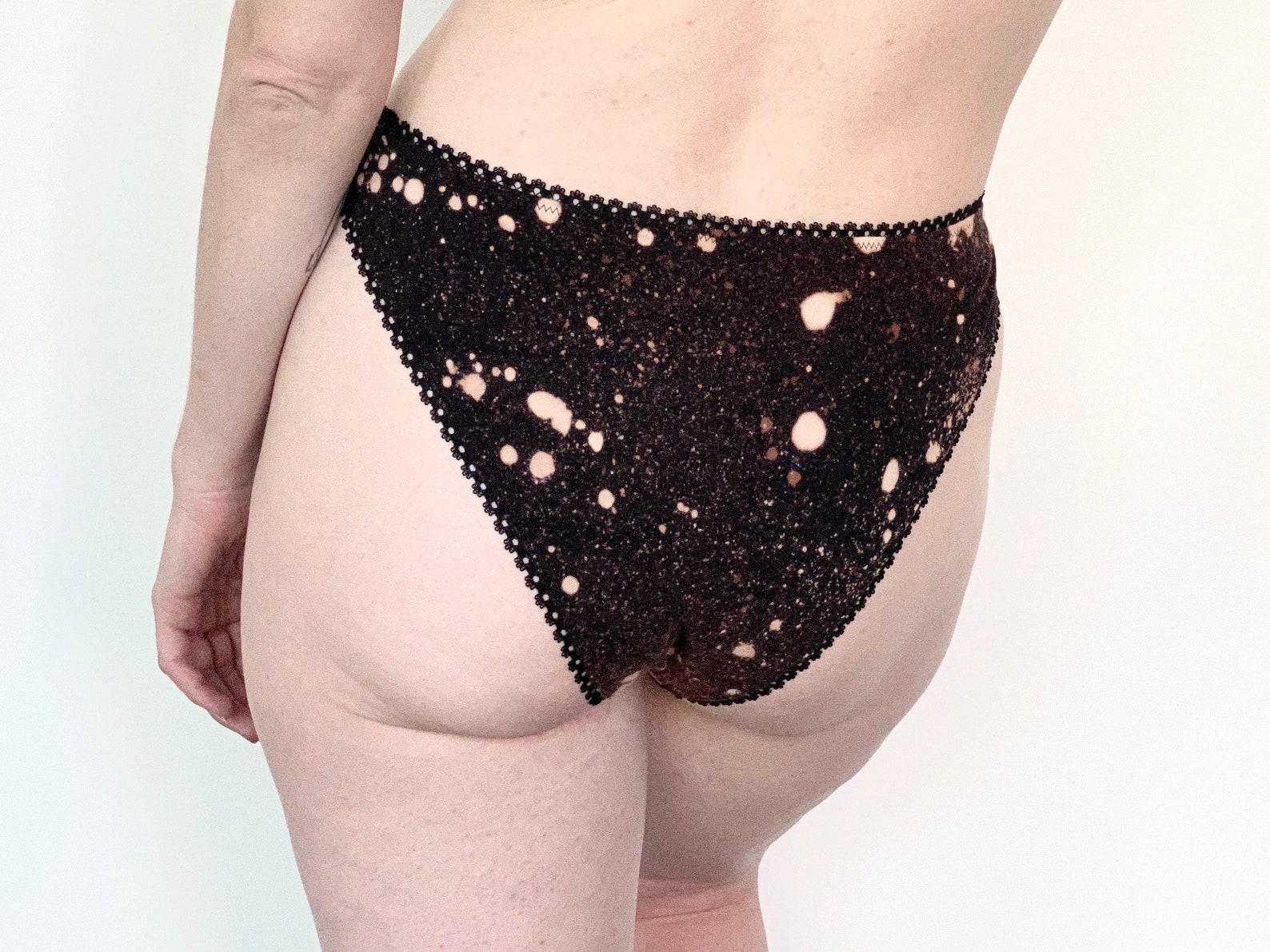 Bleached Black Cheeky High Cut Panties Organic Lingerie Etsy