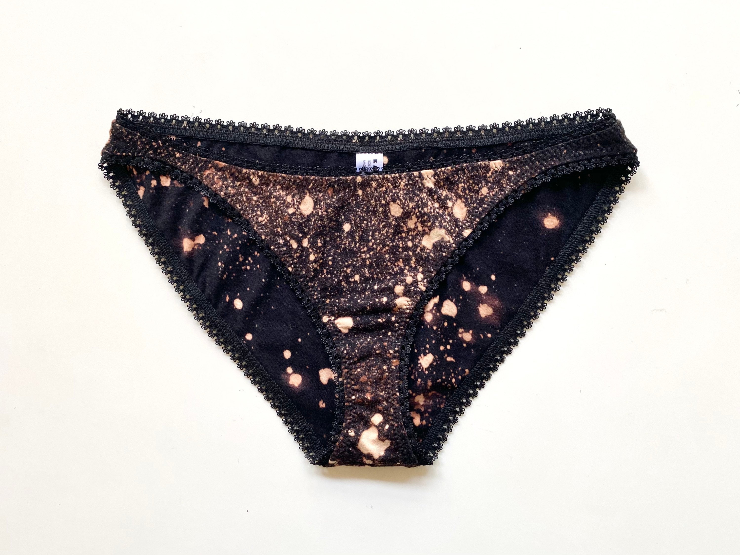 Bleached Black Bikini Panties Organic Lingerie Mid Rise Etsy