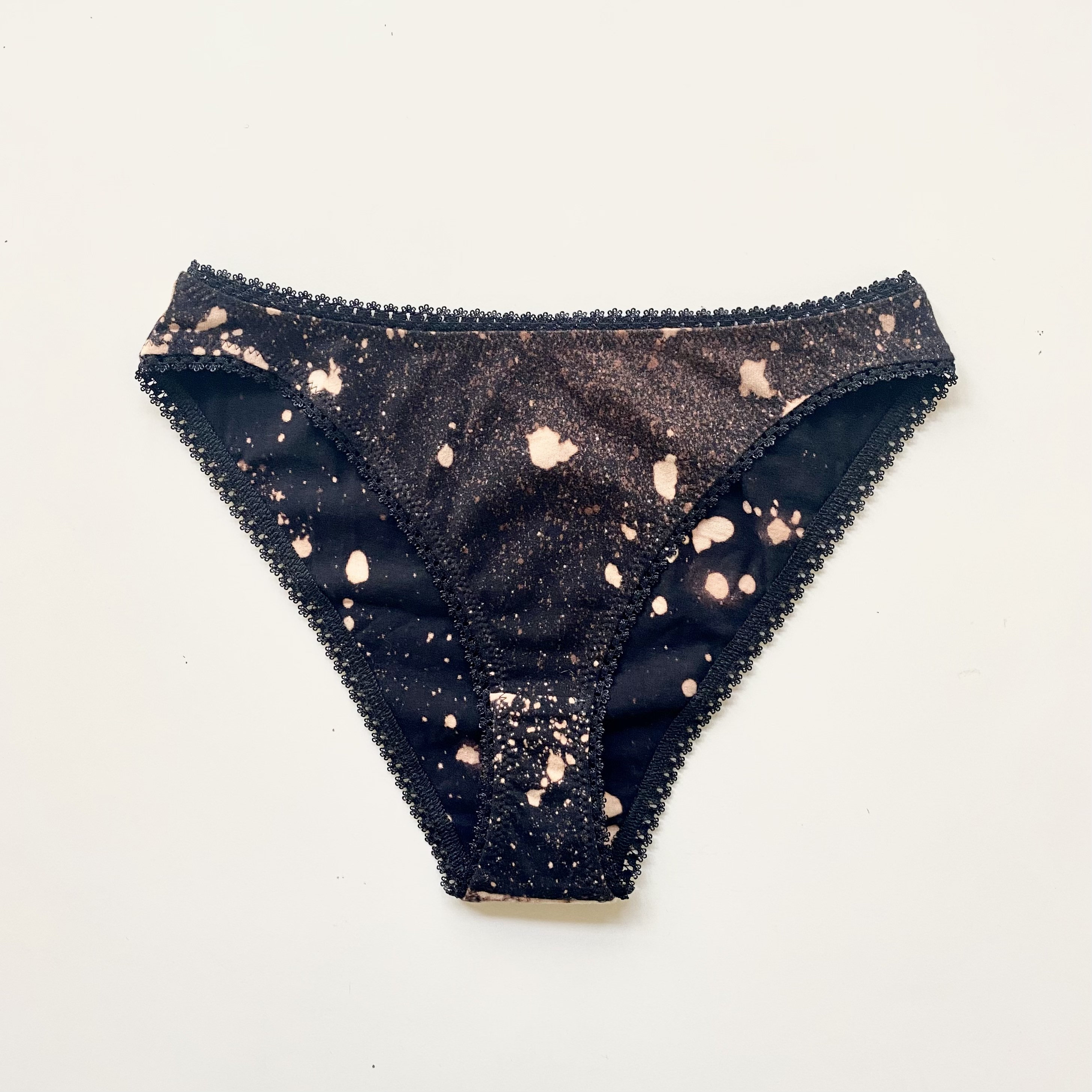 Bleached Black Cheeky High Cut Panties Organic Lingerie Etsy