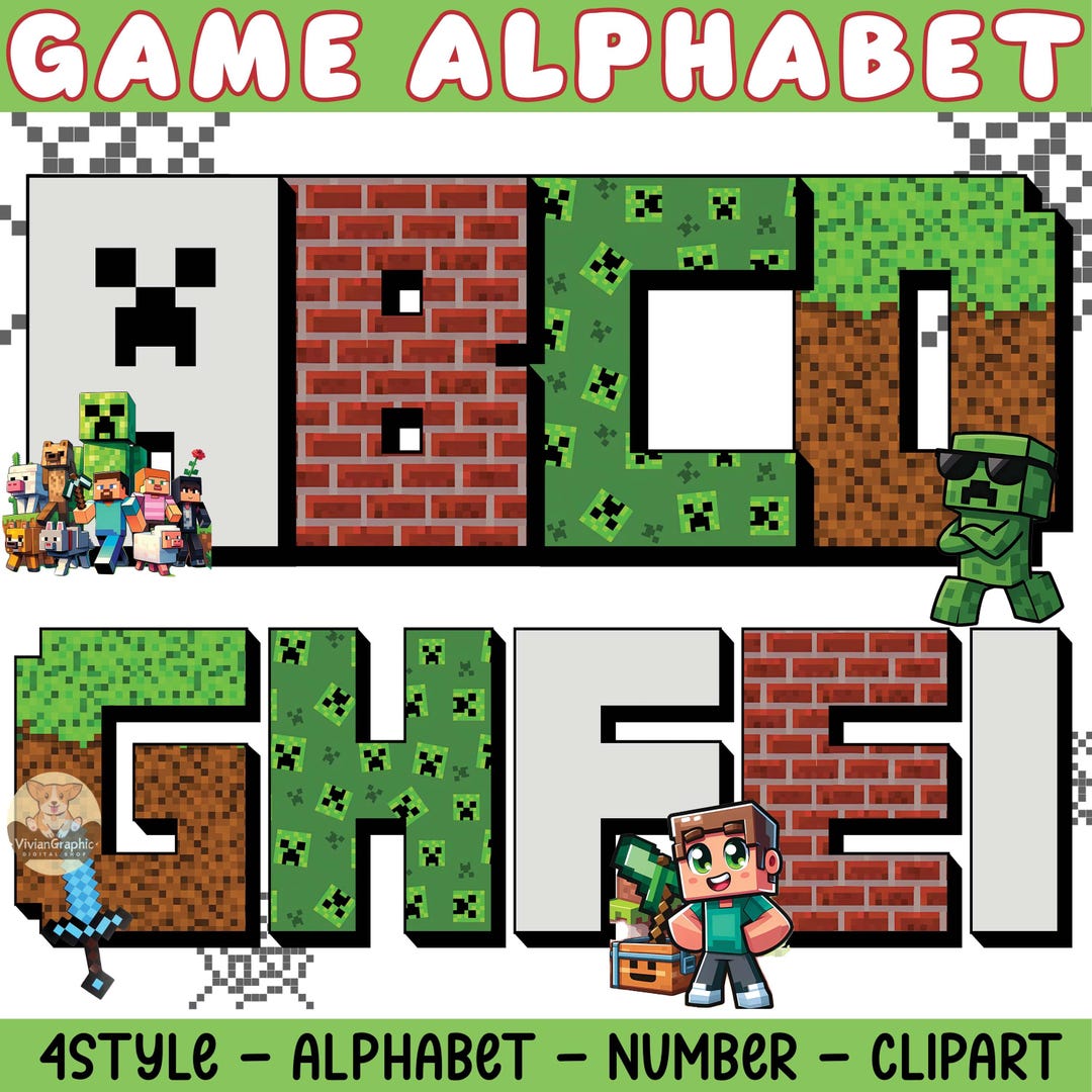 Game Letters Png Bundle, 4 PNG Dabbing Game, Doodle Alphabet Png, Game ...