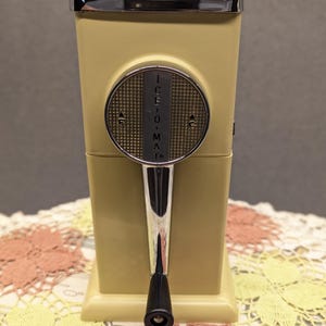 Vintage Rival Ice-O-Mat Ice Crusher | Retro Yellow | Hand Crank | 1950s Kitchen Gadget |  Mid-Century Americana |  Made in the USA