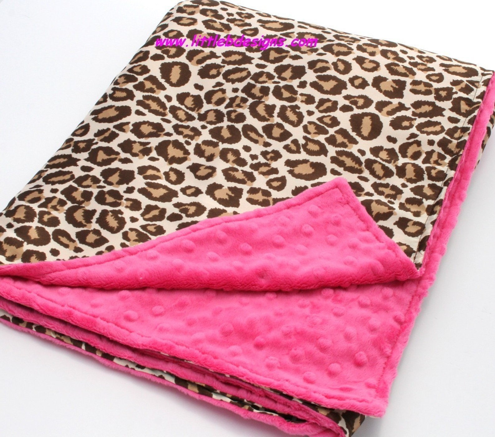 Personalized Baby Blanket Leopard Satin and Hot Pink Minky Etsy