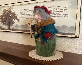 Convening With Nature Old Woman Needle Felt Wool Fun Home Decor