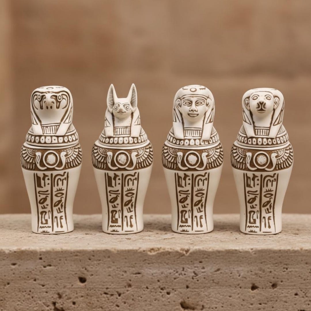 Ancient Egyptian Canopic Jar Set Four Sons of Horus Decor Ancient ...