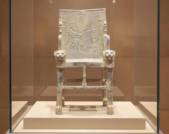 ツタンカーメンのレプリカ玉座椅子：エジプトの遺物、手作りの装飾