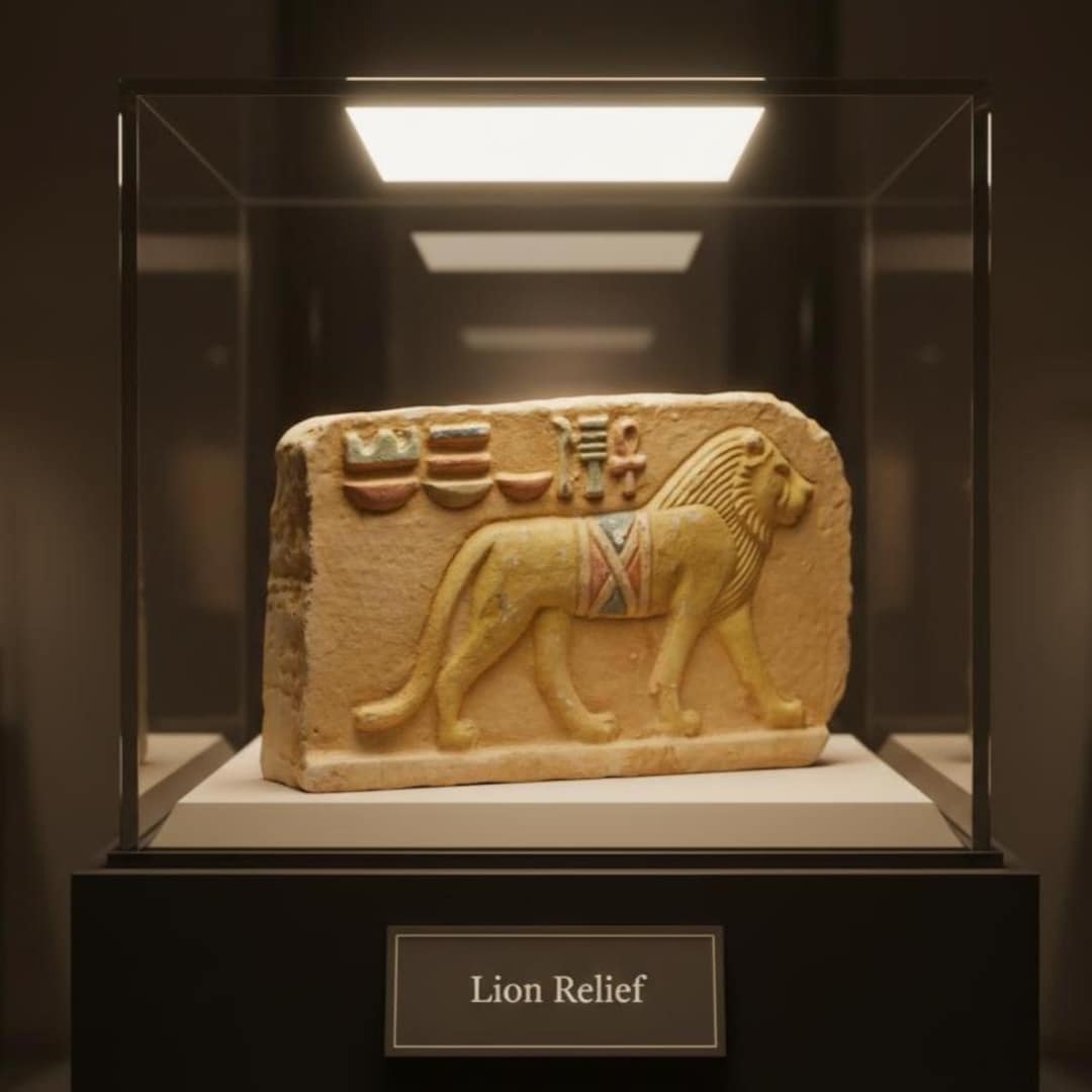 Ancient Tameri Emblem Lion Relief Ancient Egyptian Emblem of Royal Strength | Rare Pharaonic ...