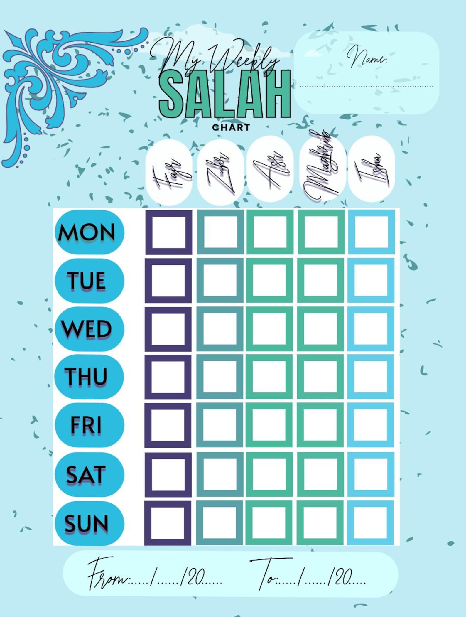 5 Useful Salah Trackers for Kids Daily &amp; Weekly Islamic Prayer Chart Namaz Tracker Printable ...
