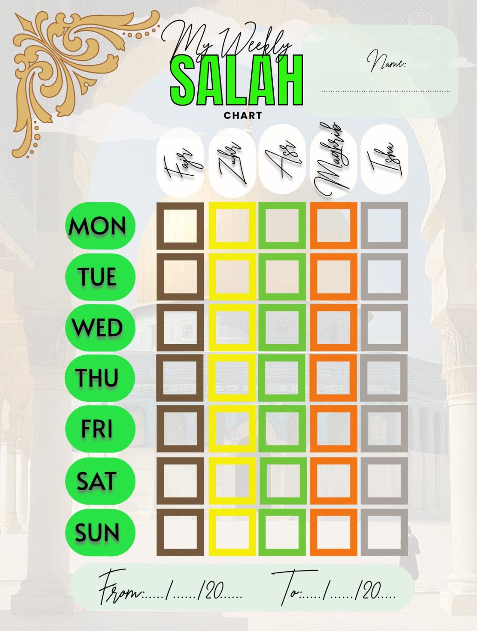5 Useful Salah Trackers for Kids Daily &amp; Weekly Islamic Prayer Chart Namaz Tracker Printable ...
