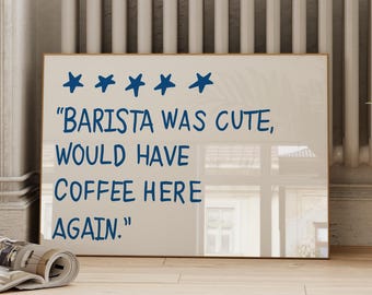 Hand-Drawn Coffee Bar Print, Funny Kitchen Wall Art (Digital Download, Horizontal)