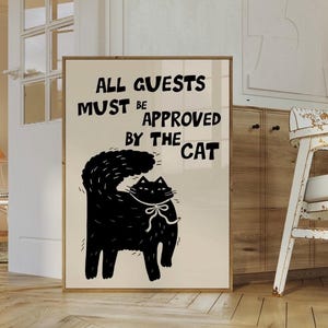 Cat Digital Wall Art Print, Funny Cat Poster, Cute Kitten Illustration, Cat Lover Gift, Cat Doing Things, Digital Download, Cat Wall Art