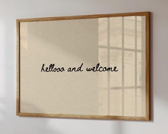 Hello and Welcome Print, Minimalist Entryway Art (Digital Download, Horizontal)