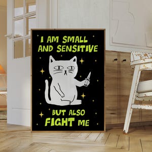 Funny Cat Print, Cute Kitten Illustration, Cat Lover Gift, Cat Posters, Printable Wall Art, Large Printable Art, Digital Download Poster