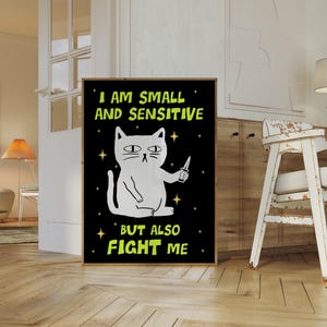 Funny Cat Print, Cute Kitten Illustration, Cat Lover Gift, Cat Posters, Printable Wall Art, Large Printable Art, Digital Download Poster