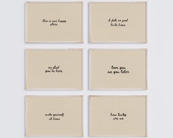 Set of 6 Minimalist Quote Prints, Neutral Gallery Wall Art (Digital Download, Horizontal)
