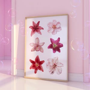 Flowers Wall Art Print, Flowers Poster, Minimal & Aesthetic Wall Art, Printable Wall Art, Pink Flowers Print