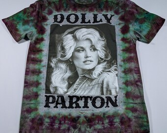 Size Adult Medium - Hand Dyed Dolly Parton Graphic T-Shirt with Guitar - Dolly Fan Gift - Country Music Lover