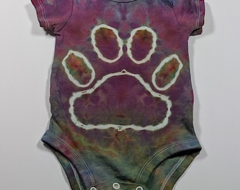 3 Months Hand-Dyed Carter’s Baby Bodysuit \ Onesie 100% Cotton | Purple, Pink, Blue & Green Dog Paw