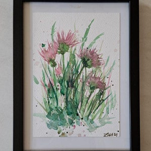 Aquarelle peinte à la main, aquarelle, centaurée, motif unique, aquarelle peinte à la main, centaurée rose