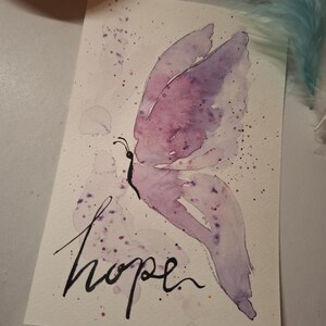 Handgemalte Karte Schmetterling blau , Aquarell Malerei Falter, Hope  einzigartiges Motiv mit Umschlag, handgemaltes Aquarell, Hoffnung