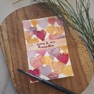 Handgemalte Karte Valentinstag, Aquarell Malerei Herzen, einzigartiges Motiv mit Umschlag, handgemaltes Aquarell, Du bist meine Welt