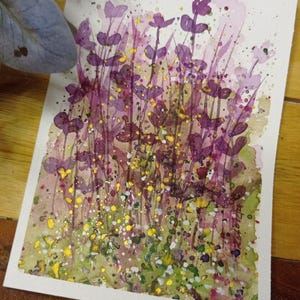 handgemalte Aquarell Blumen Malerei rosa Blume, Geschenk, Sommerwiese Blumenliebe, Aquarellmalerei, Aquarellbild