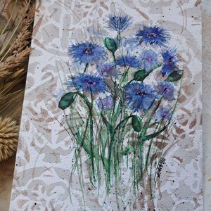 Aquarell Blumen Malerei Kornblumen, Geschenk, Blumenliebe, Aquarellmalerei, Aquarellbild