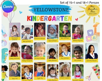 Editable School Class Photo Template in Canva, Colorful Template,24 Students, 8x10,Class Photo, Canva