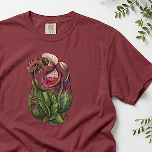 Koszulka z dzbanecznikiem mięsożernym | Ilustracja botaniczna muchołówki amerykańskiej