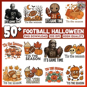 Tis The Season Png Bundle, 50 PNG Halloween, It&#39;s Game Time Png, Football Halloween Png, Football Coquette Bow Png Bundle, Spooky Season Png