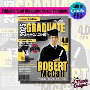 Editable Graduation Magazine Cover Template #3 | Canva Design