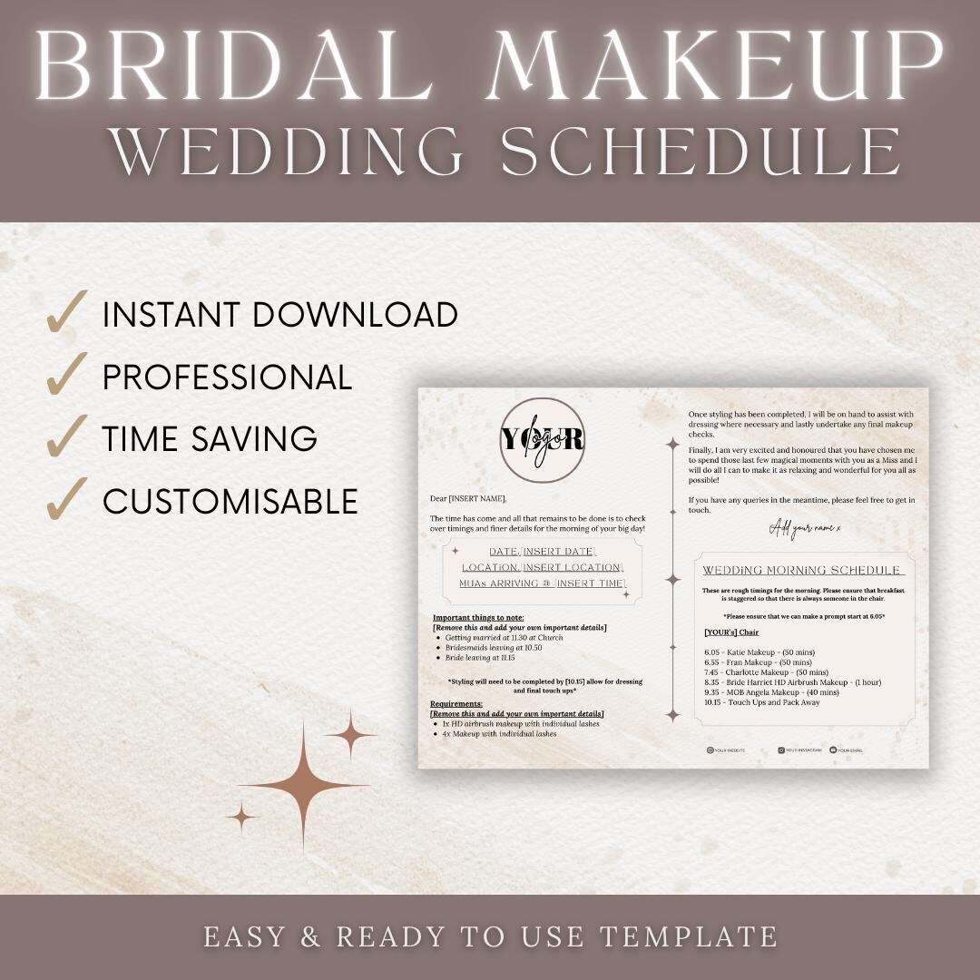 Wedding Morning Makeup Schedule | Wedding MUA Itinerary | Bridal Makeup ...