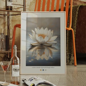 Weißer Lotus elegant, Digitaldruck, Sofortiger Download Kunst, minimalistisches Blumenwanddekor, gelassener Lotus, digitale Kunst, stille Erinnerung