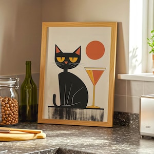 Atomic Cat Kitchen Art: Mid-Century Espresso Martini Print (Digital Download)