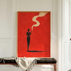 Vintage Poster Old Fashioned Print, Retro Poster Print, Minimalist Art Home Decor, Feminist Wall Art, Digital Download, Cigarette Poster
